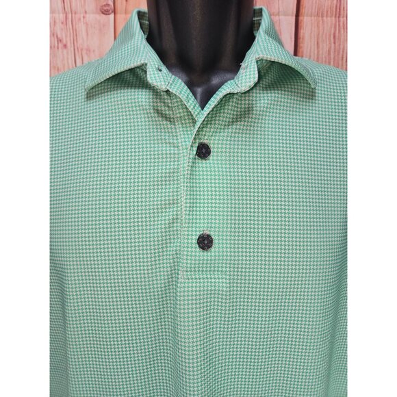 Footjoy FJ Mens Green Houndstooth Lisle Golf Polo Small - Picture 3 of 7